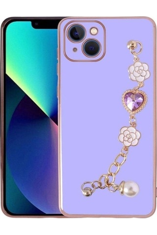 Apple Uyumlu iPhone 14 Plus Kılıf El Tutamaçlı Kamera Korumalı Zore Taka Silikon Kapak Mor