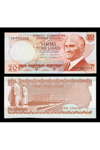 6. Emisyon 4. Tertip 20 Türk Lirası, T.c. Eski Kağıt Para "çil"