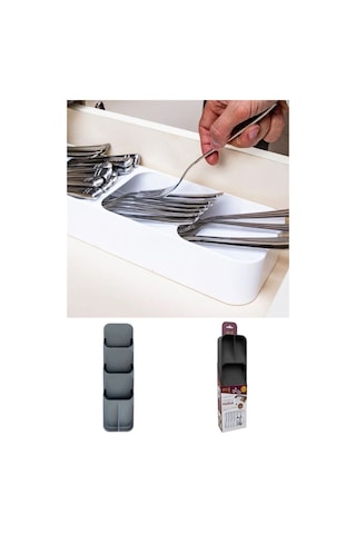 Siyah 5 Bölmeli Çekmece Kaşıklık Mutfak Düzenleyici, Dayanıklı Çatal Kaşık Bıçak Organizatörü Diğer