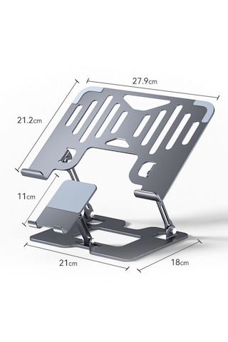 Lunaev 2 Si 1 Arada Laptop Ve Telefon Standı Alümetal Ayarlanabilir,katlanabilir,ergonomik Yükselt