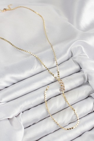 Pirinç Zirkon Taşlı Ezme Zincirli Model Gold Renk Y Kolye - Tj-bko10465 Çok Renkli