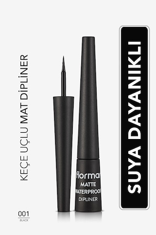 Flormar Matte Waterproof Suya Dayanıklı Mat Dipliner 001 Black