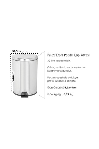 Palex Krom Pedallı Çöp Kovası 30 Litre