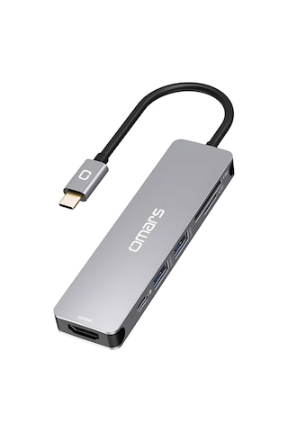 Omars 6 OMHUBSG2U6PLX-1 Port Type-C Usb 3.1 Pd 4K HDMI SD/TF Kart Uyumlu Hub Dönüştürücü Adaptör