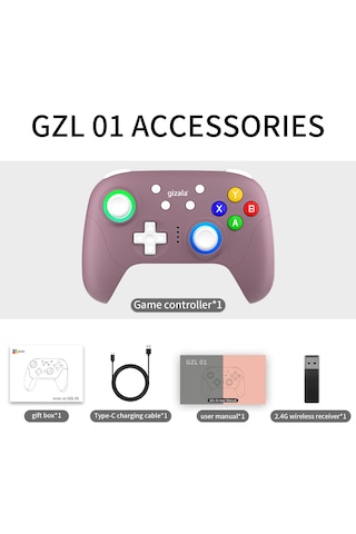 Gizala Kablosuz Oyun Kolu Gamepad Hall Effect Triggers Joystick Switch 2/pc/android/Apple Uyumlu iOS Lila