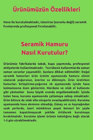 Beyaz Seramik Hamuru, Doğal Oyun Hamuru, Kil Çamuru 2 Kg 2000 Gr Ebeşuar Seti
