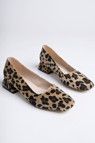 Muggo Lilith Garantili Kare Burunlu Kısa Topuklu Kadın Günlük Ayakakkabı Leopar