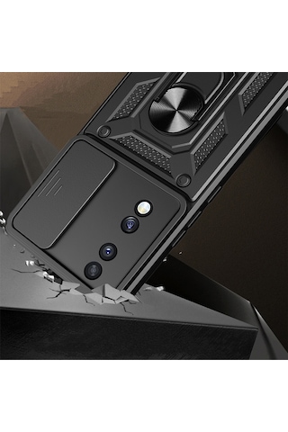 Honor 70 Kılıf Sürgülü Tank Zırh Yüzüklü Mıknatıslı Standlı Kapak S-vega
