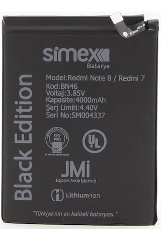 Simex Redmi Note8 / Redmi7 İle Uyumlu Sbt-01 Batarya