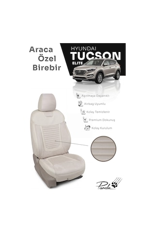 Bej - Bej Panda Hyundai Tucson Elite 2021 - 2026 Arası Uyumlu Araca Özel Taytüyü Oto Koltuk Kılıfı