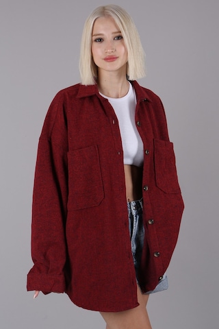 Madmext Kırmızı Oversize Gömlek Ceket Mg1562 Kırmızı