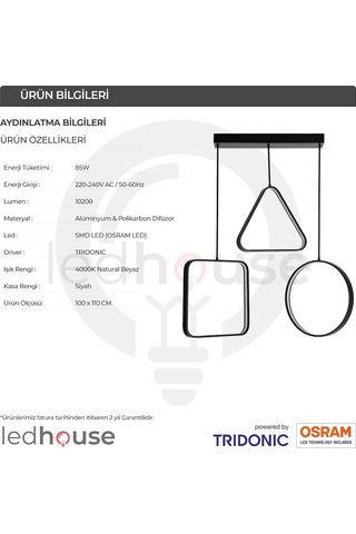 Shapes Modern Led Avize Sarkıt Linear Aydınlatma