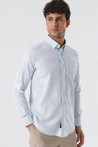 İmza Koyu Mavi Kısalabilir Kollu Desenli Jakarlıcepsiz %100 Pamuk Casual Slim Fit Gömlek 1004230183-koyu Mavi Koyu Mavi
