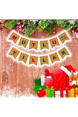 Mutlu Yıllar Kraft Karton Banner - 2,00 Mt