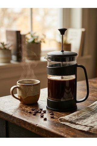 400 Ml French Press Borosilikat Cam Kahve Ve Bitki Çayı Demleme Filtresi - Siyah