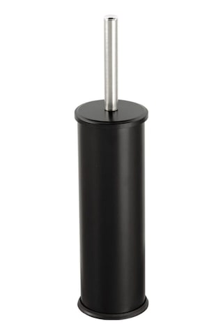 Siyah Renkli Paslanmaz Pedallı 12 Lt Çöp Kovası - Klozet Fırçası 2'li Banyo Seti Siyah