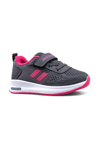 Çocuk Günlük Yumuşak Rahat Taban Triko Cırt Bantlı Spor Ayakkabı Sneaker Füme Fuşya
