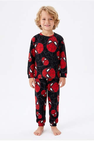 Fidekids Erkek Çocuk Örümcek Desenli Karakterli %100pamuklu Takım Pijama Takımı Lacivert