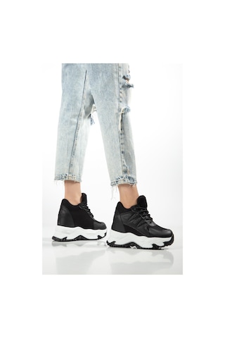 Suins Juvina Model Yüksek Gizli Topuklu Kadın Spor Ayakkabı Sneaker Siyah