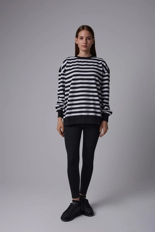 Defys Kadın Çizgili Oversıze Sweat Siyah-beyaz - 608041455 Siyah-beyaz