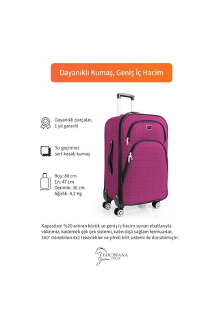 Büyük Boy 4 Teker Kumaş Valiz Pembe 1081 Pembe