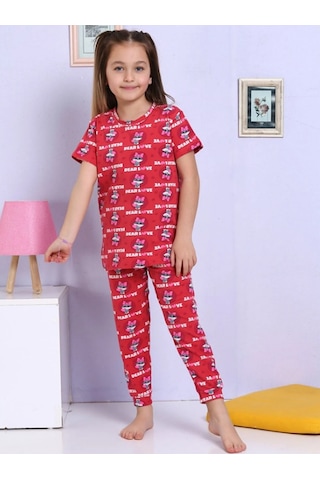 Elmas Kids Kız Çocuk Yazlık Şortlu Takım Tavşan Elm-1073 Kırmızı