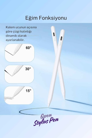 Apple Uyumlu iPad  Stylus Kalem Avuç İçi Reddetme Ve Eğim Hassasiyetli Dokunmatik iPad  Tablet Kalemi Beyaz