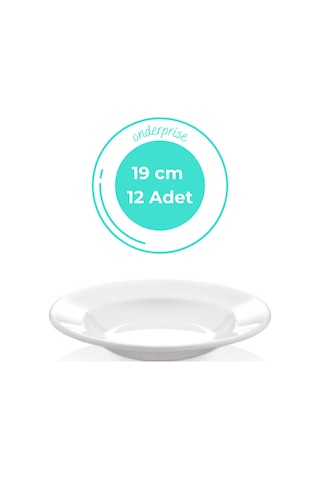 19 Cm Melamin Klasik Çukur Tabak, 12'li Set, Kırılmaz, %100 Melamin Beyaz