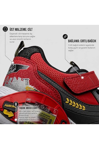 Tuğba Ortopedi 065 Erkek Çocuk Car Garage Sneaker Kırmızı