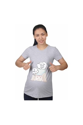 Mummy's Baby Hamile Tişört Are You Gri 7747
