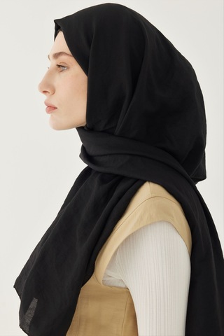 Mirsoy Scarf Düz Pamuk Şal - Siyah Siyah