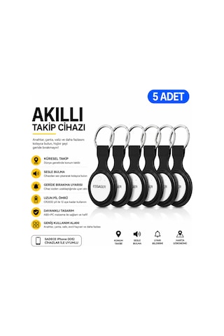 Essager 5'li Akıllı Takip Cihazı Apple Find My Uyumlu Konum Takip Ve Kayıp Eşya Bulucu Smarttag Anahtarlık