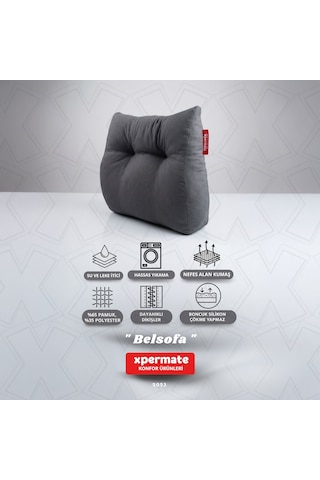 Belsofa Bel Ve Sırt Destek Yastığı Kanepe, Berjer, Tv Ve Oyuncu Koltuğu İçin Sırt Yastığı Gri
