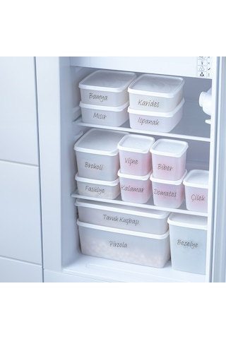 Porsima Çok Amaçlı -20 C Derin Dondurucu Saklama Kabı Seti 14'lü Set Beyaz