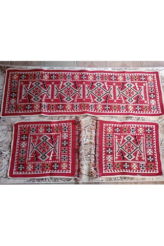 Parlak Dokuma Oto Koltuk Kilim Kırmızı