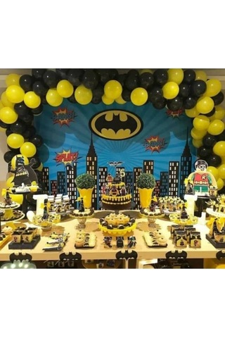 Batman Temalı Doğum Günü Balon Zinciri 100 Adet Balon ve Batman