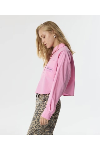 Twist Slogan Baskılı Poplin Pembe Kadın Gömlek Tw6250025054 Pembe