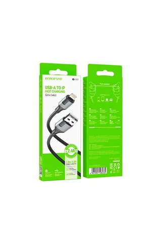Borofone 2.4a Şarj, Data Kablosu Usb To Lightning - Bx101 Siyah