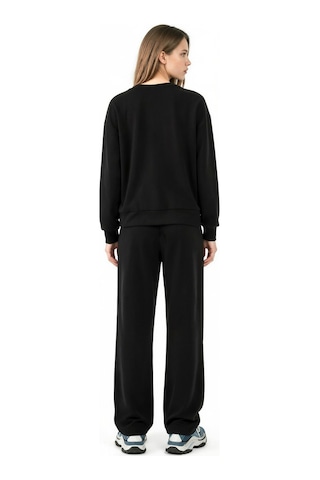 Hiccup Modal Touch Basic Sweatshirt & Geniş Paça Pantolon İkili Takım Siyah