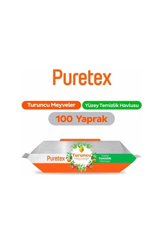 Puretex Puretex Yüzey Temizlik Havlusu Turuncu Meyveler 100 Yaprak