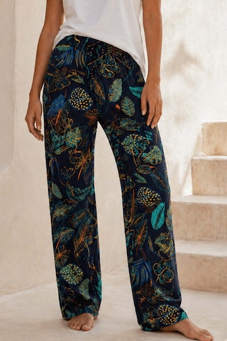 Remsa Büyük Beden Kadın Yaprak Desen Viskon Kumaş Penye Battal Tek Pijama Alt 25 Lacivert03