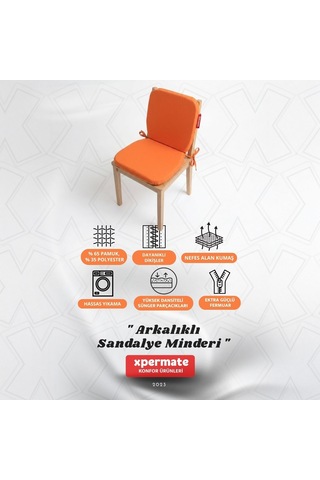 Arkalıklı Sandalye Minderi Oval Bağcıklı Mutfak Bahçe Balkon Minderi Kiremit