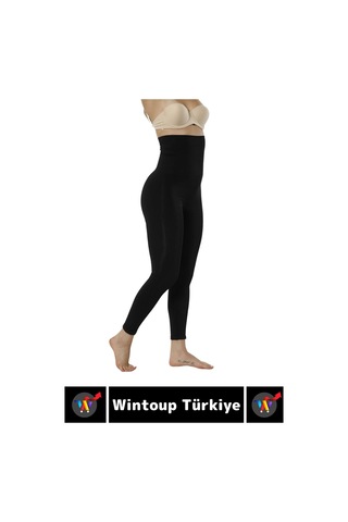 Wintoup Doğal Görünüm Çift Kat Bel Vücut Toparlayıcı Lazer Kesim Yüksek Bel Korse Tayt Çok Renkli