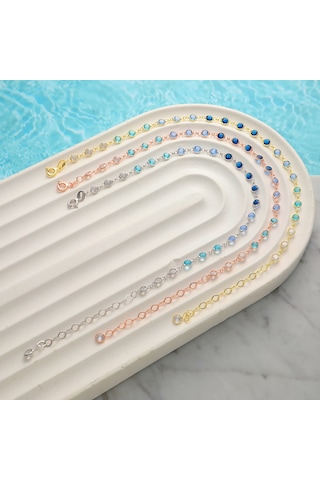 925 Ayar Gümüş. Mavi Renk Geçişli Tamtur Hal Hal Gold