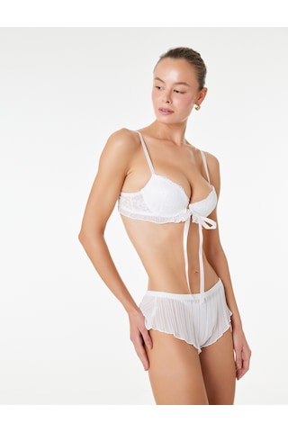 Koton Destekli Ekstra Dolgulu Kurdeleli Dantelli Bridal Maximizer Sütyen Ekru 6slk10097mk