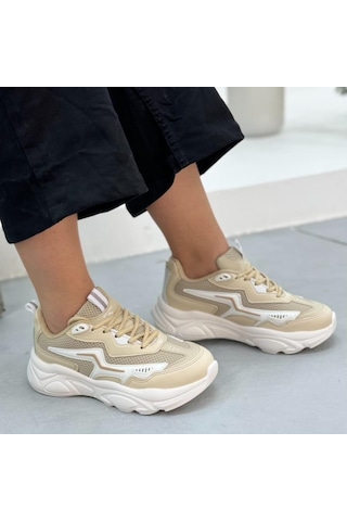Papuçcity Slzr 02754 Unisex Yüksek Taban Günlük Spor Ayakkabı Bej
