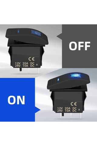 Maiyame Denizcilik İçin İki Adet 5-pin Ip66 Su Geçirmez Mavi Led Kayar Anahtar 12v-24v 20a, Araç Ve Gemi Uygulamaları İçin Dayanıklı Kontrol