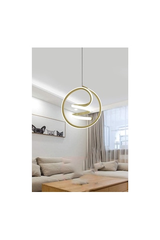 Renkoled Aydınlatma Kumandalı 3 Renk Modern Sarkıt Led Avize Gold Kasa Altın - Beyaz Işık