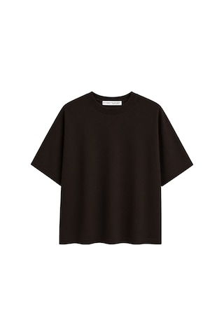 Mixray 2101 Kadın Bisiklet Yaka Soft Oversize Basic Modal T-shirt Kahve Kahverengi