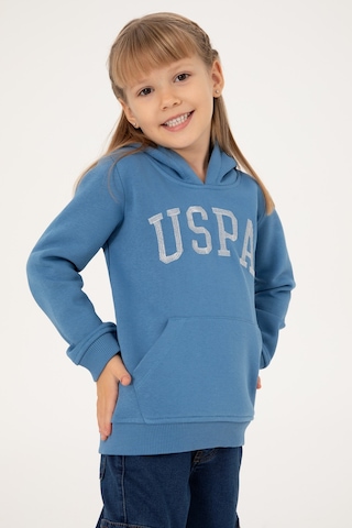 U.S. Polo Assn. Kız Çocuk Koyu Mavi Kapüşonlu Basic Sweatshirt 50296388-VR032